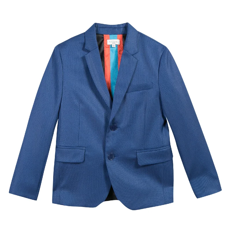 men's checkered vests -Paul Smith Junior Kids Boy Royal Blue Suit Jacket