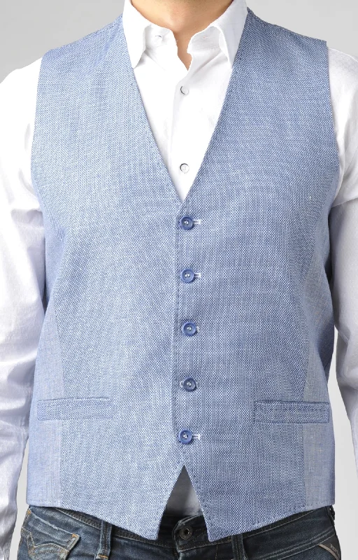 button-down vests for men -Powder Blue Formal Vest