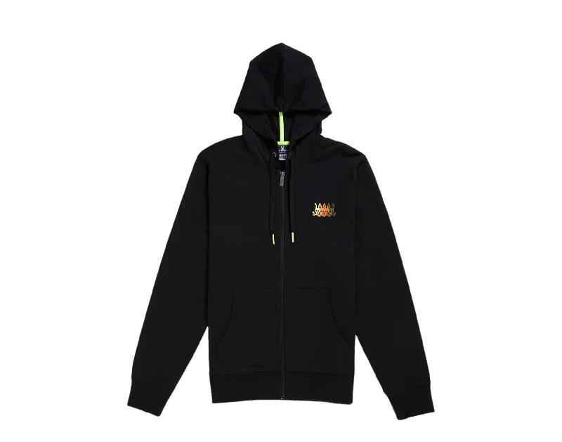 men's sweatshirts for running -Psycho Bunny Cortlandt Full-Zip Black Men's Hoodie B6H999U1FT-BLK