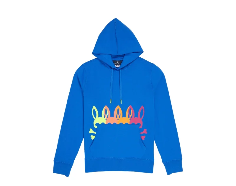 men's trendy hoodies -Psycho Bunny Lafayette Pullover Bright Royal Men's Hoodie B6H966U1FT-BROY