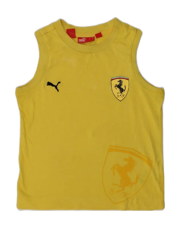 men's casual vest jackets -PUMA Boys Vest Top 5-6 Years Yellow Cotton