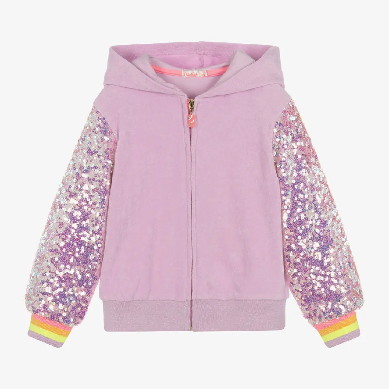 hoodies for men for working out -Purple Lilac Sequin Hoodie