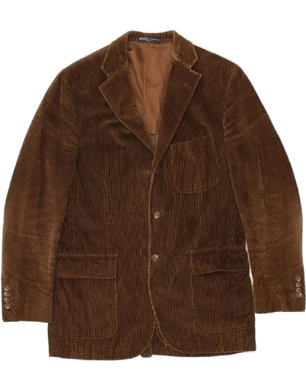 men's vests for summer -RALPH LAUREN Mens 3 Button Corduroy Blazer Jacket IT 50 Large Brown Cotton