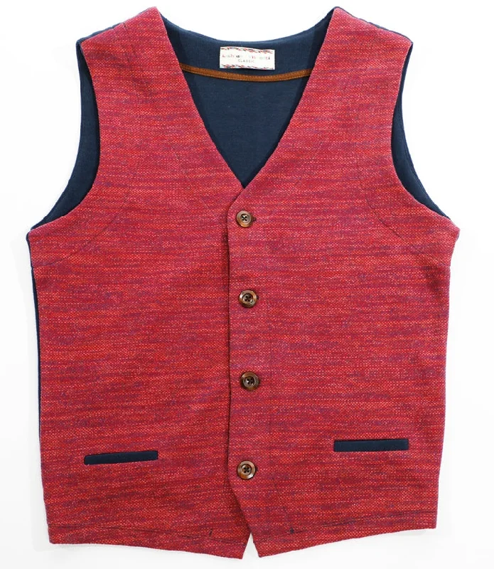 men's dress vests -Red Heather Knit Vest