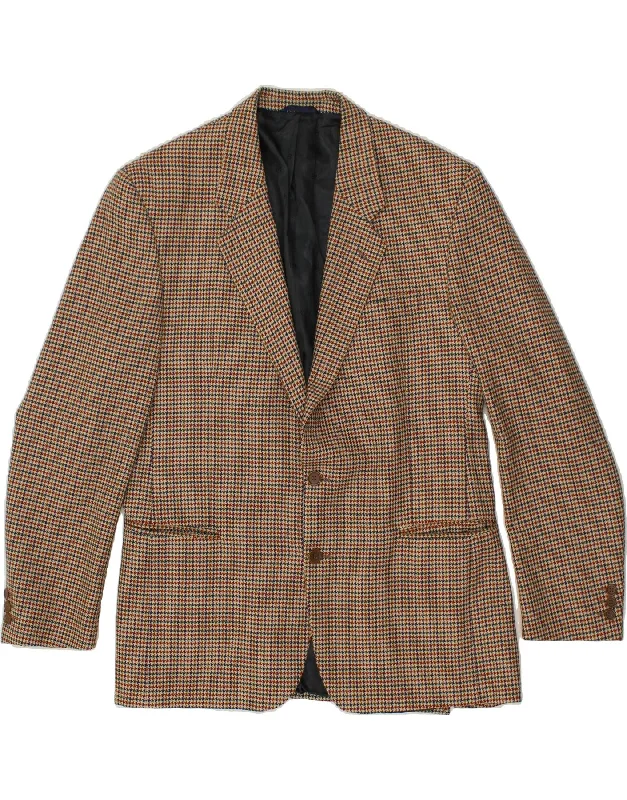 warm vests for men -RENATO BALESTRA Mens 2 Button Blazer Jacket UK 40 Large Beige Houndstooth