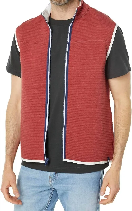 men's quilted waistcoats -Ridgepoint Reversible Vest In Heather Mineral Red