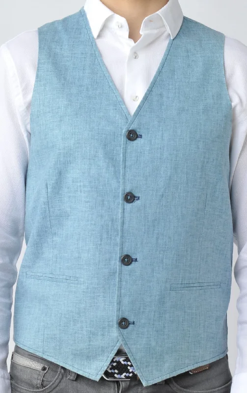 men's checkered waistcoats -Sky Blue Vest