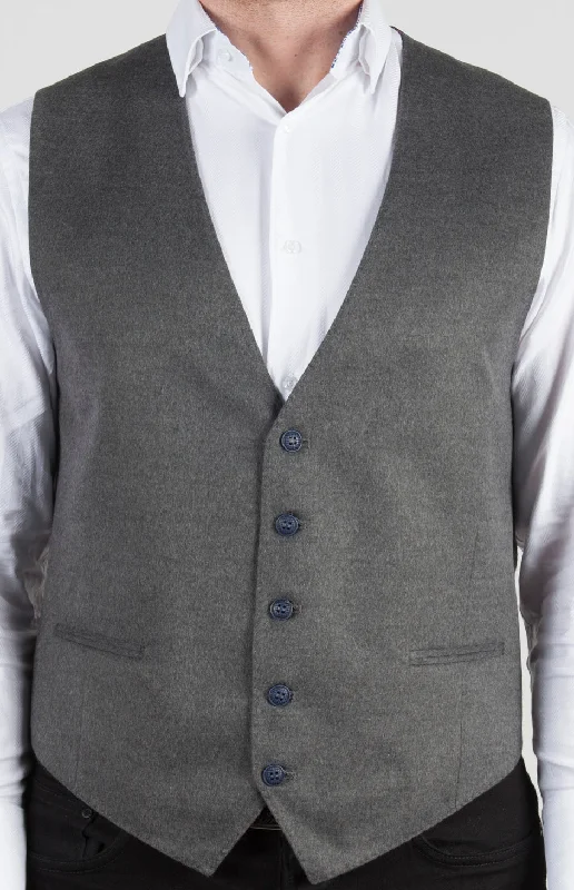 lightweight waistcoats for men -Solid Grey Formal Vest (Big & Tall)