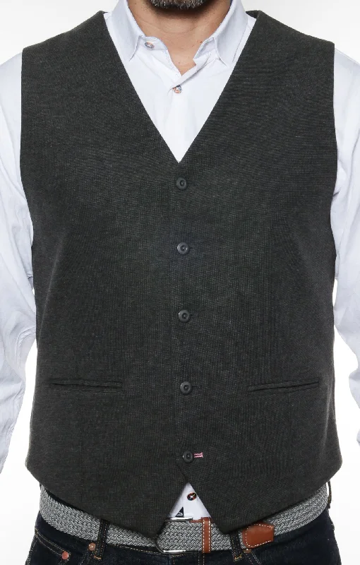 men's stylish waistcoats for suits -Solid Grey Knit Vest