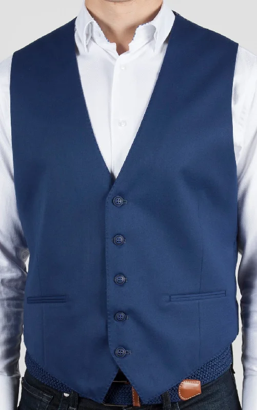 men's long waistcoats -Solid Navy Vest with Diamond Pattern Back