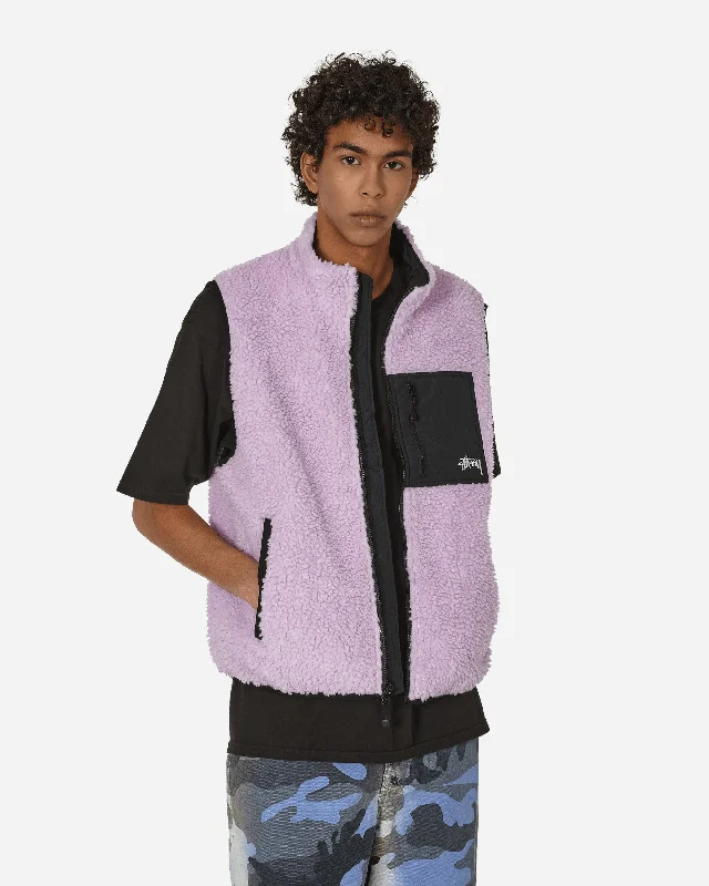 men's zip-up vests -Sherpa Reversible Vest Lavender