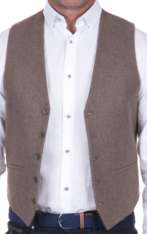 tailored vests for men -Taupe Woven Vest