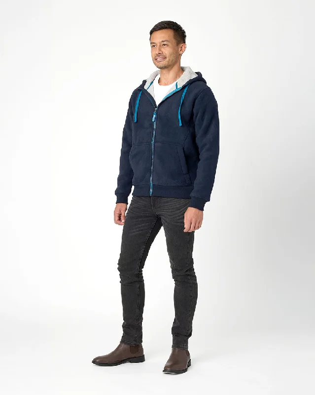 hoodie jackets for men -Taylor Sherpa Hoodie in Navy