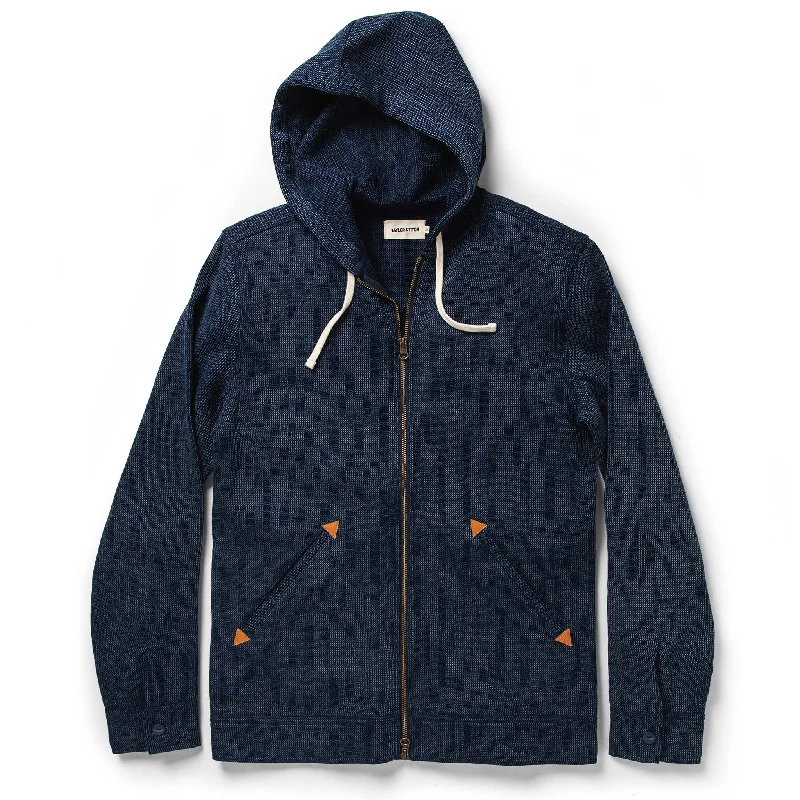 light hoodies for men -The Après Hoodie in Indigo Waffle