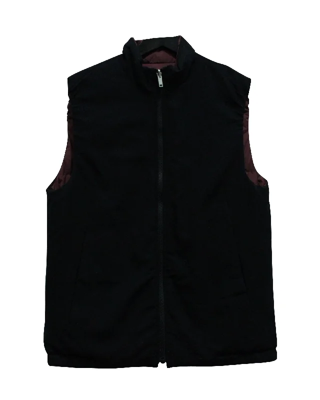 sleeveless jackets for men -Theory Reversible Puffer Vest in Black Polyester