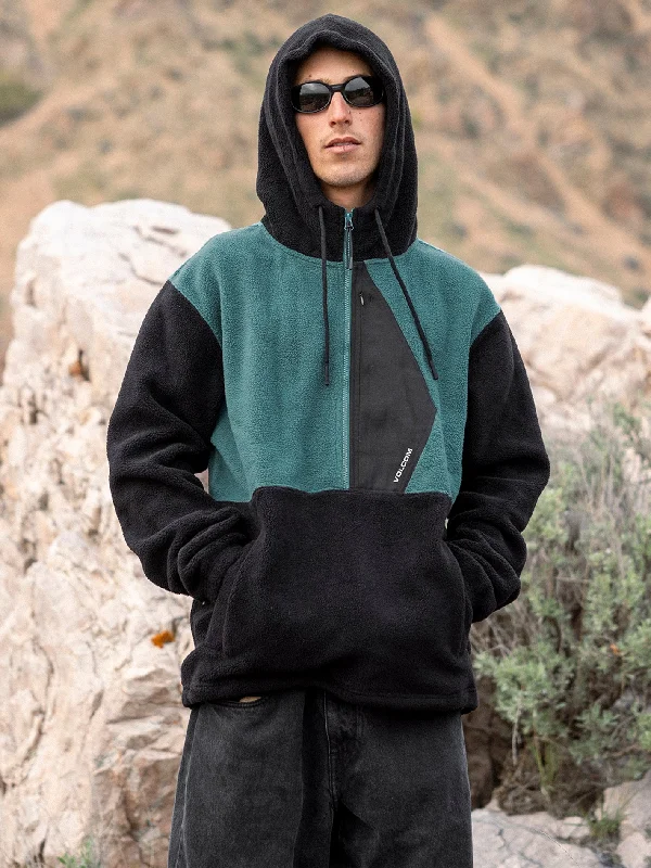 men's hoodies with a hood -Unerstand Half Zip Hoodie - Ranger Green