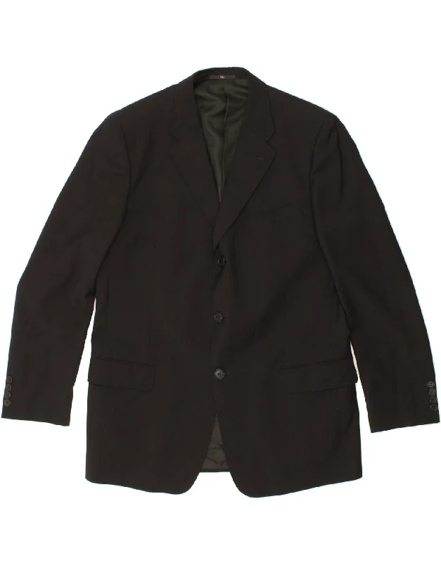 men's fashionable vests -VALENTINO Mens 3 Button Blazer Jacket IT 56 3XL Black Wool