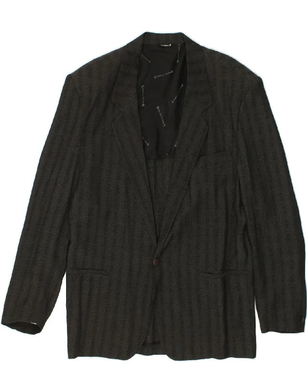 men's waistcoats for layering -VINTAGE Mens 1 Button Blazer Jacket UK 40  Large Grey Striped