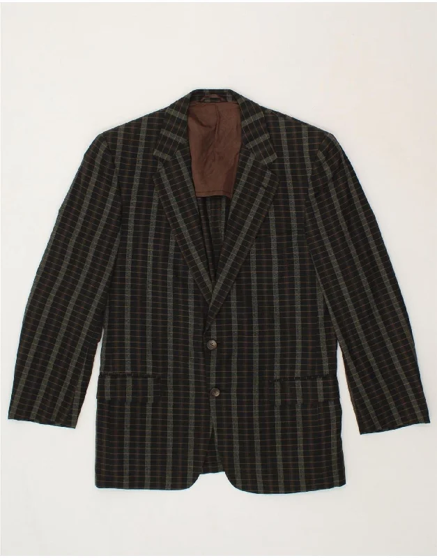 men's stylish waistcoats for suits -VINTAGE Mens 2 Button Blazer Jacket IT 46 Small Brown Striped Cotton