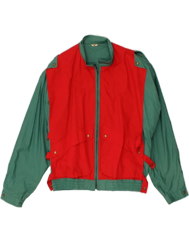 outdoor vests for men -VINTAGE Mens Bomber Jacket IT 50 Large Red Colourblock Cotton