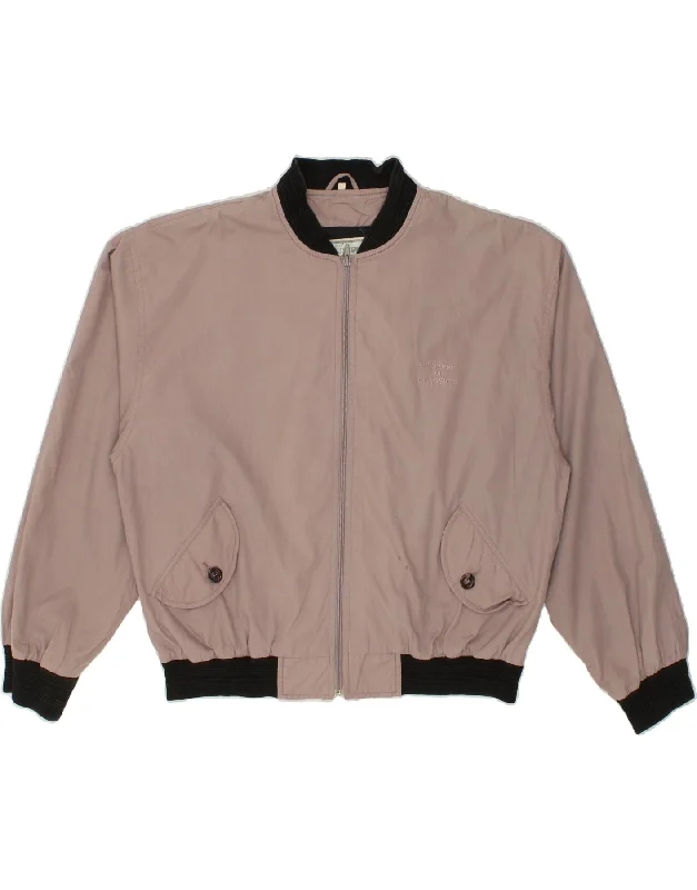 men's stylish vest jackets -VINTAGE Mens Bomber Jacket UK 38 Medium Beige Colourblock Polyester