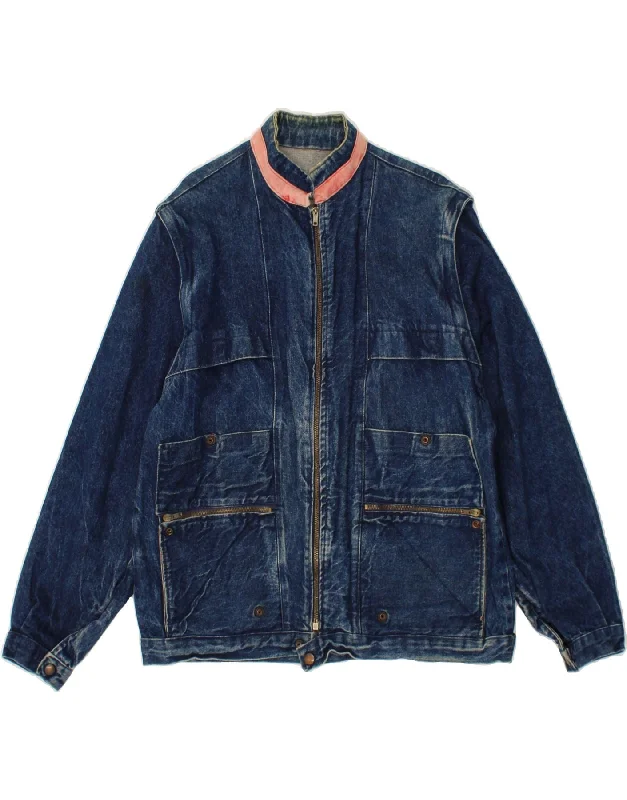 puffer vests for men -VINTAGE Mens Denim Jacket UK 40 Large Blue