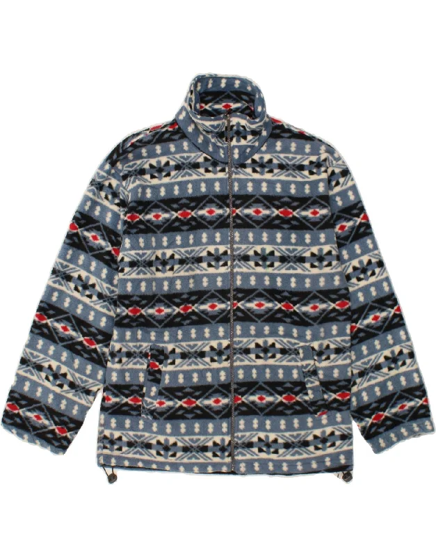 lightweight vests for men -VINTAGE Mens Fleece Jacket UK 38 Medium Blue Fair Isle Polyester