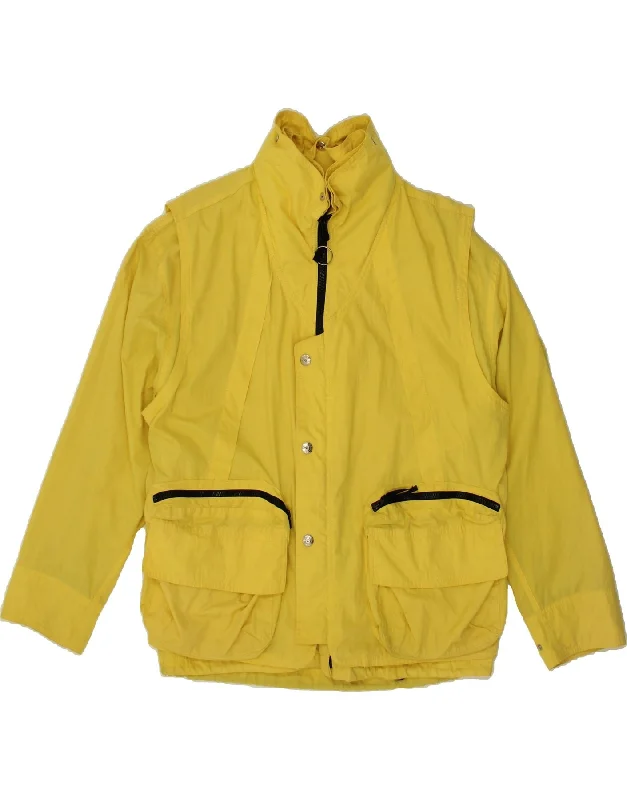 wool waistcoats for men -VINTAGE Mens Hooded Rain Jacket IT 48 Medium Yellow Polyester