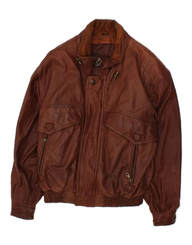 modern vests for men -VINTAGE Mens Leather Jacket IT 48 Medium Brown Leather