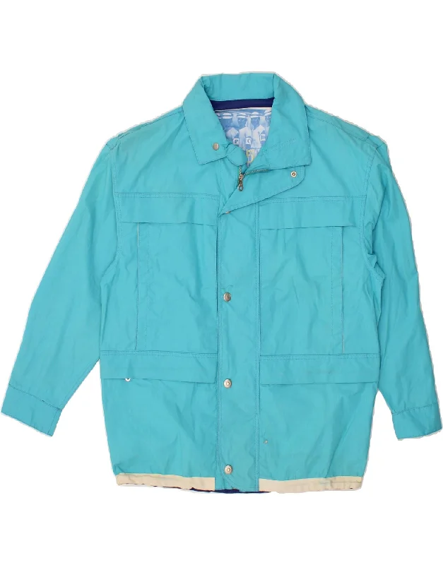 vests for layering for men -VINTAGE Mens Loose Fit Utility Jacket IT 46 Small Blue Cotton