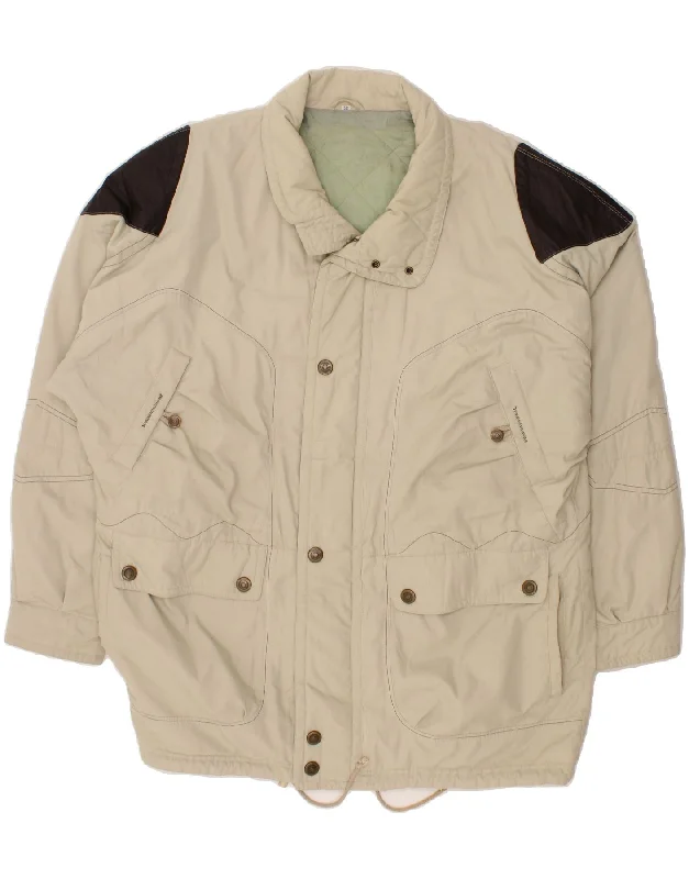 classic waistcoats for men -VINTAGE Mens Loose Fit Windbreaker Jacket IT 52 XL Beige Colourblock