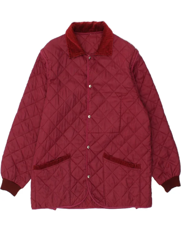 tailored vests for men -VINTAGE Mens Quilted Jacket UK 40 Large Maroon