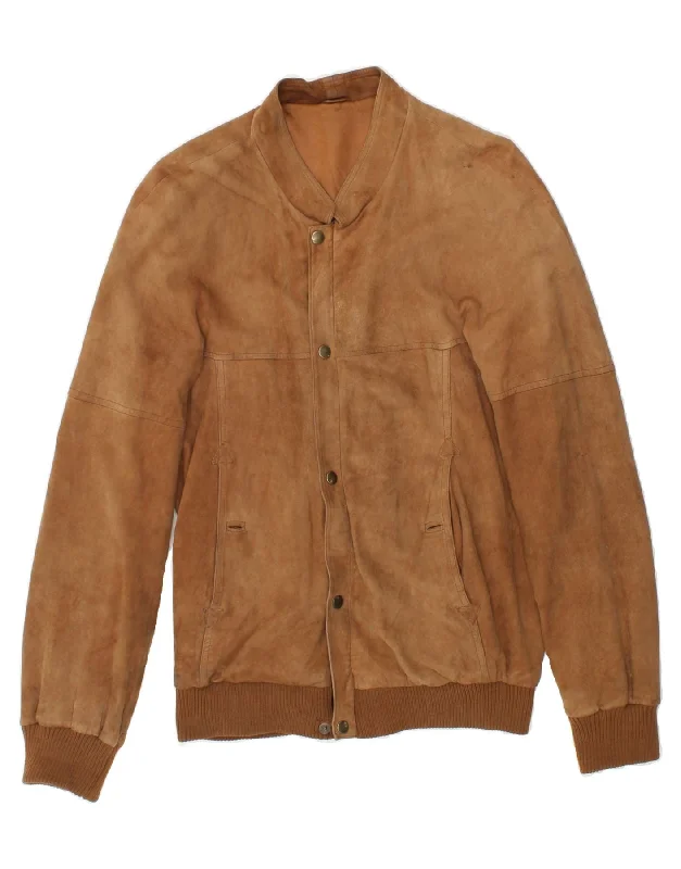 casual outdoor vests for men -VINTAGE Mens Suede Bomber Jacket IT 44 XS Brown Suede