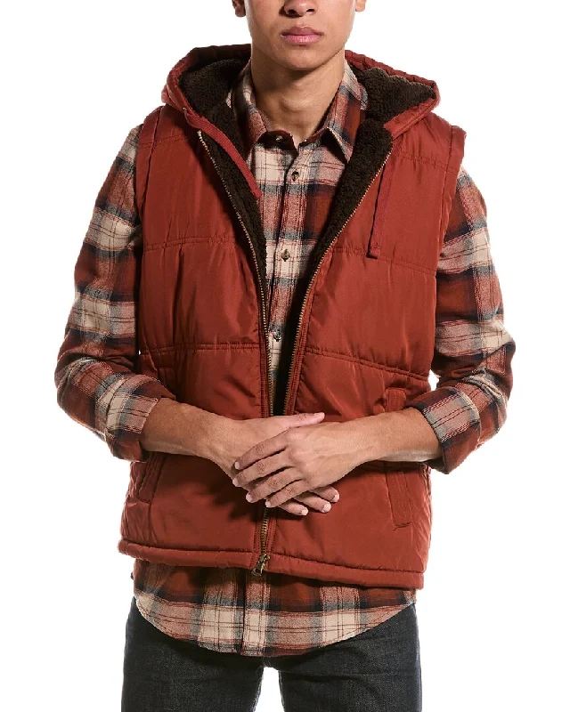 casual outdoor vests for men -WEATHERPROOF VINTAGE Sherpa-Lined Hooded Puffer Vest