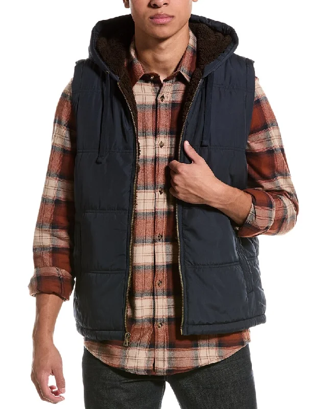 button-up waistcoats for men -WEATHERPROOF VINTAGE Sherpa-Lined Hooded Puffer Vest