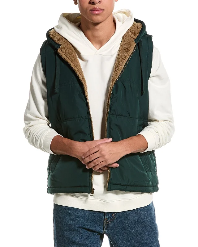 men's formal sleeveless vests -WEATHERPROOF VINTAGE Sherpa-Lined Hooded Puffer Vest