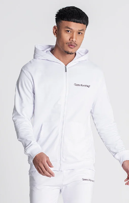 casual hoodies for men -White Essential Micro Hoodie Jacket