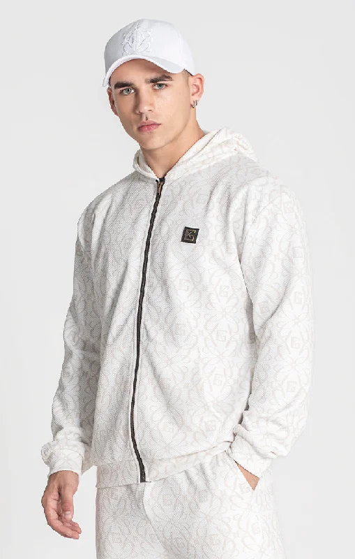 men's winter sweatshirts -White Nouveau Hoodie Jacket