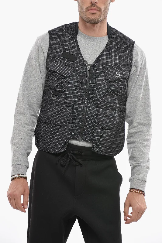 cotton vest jackets for men -Woolrich Checked TSUNOOGA Vest With Breast Pocket