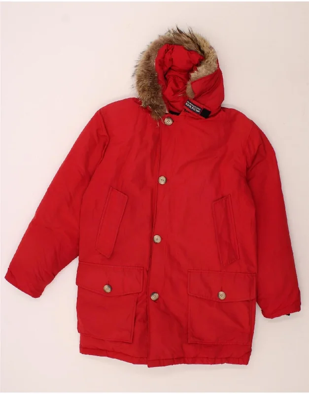 dress waistcoats for men -WOOLRICH Mens Hooded Padded Jacket UK 36 Small Red